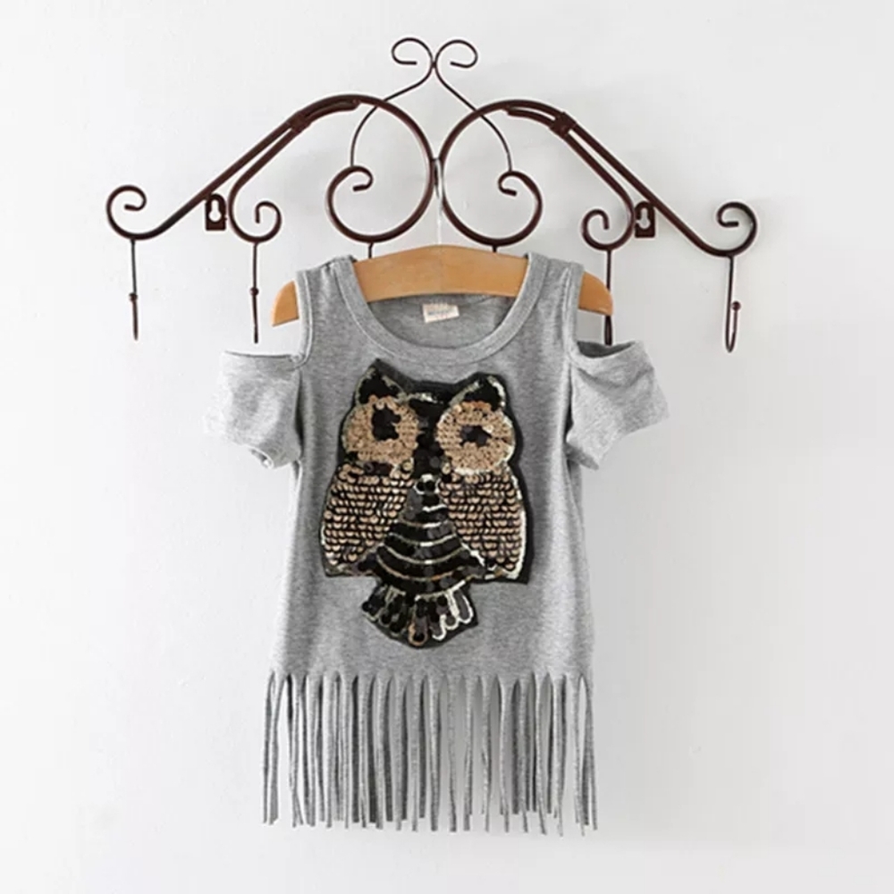 Beautiful Sequins Owl girls T shirt 2T